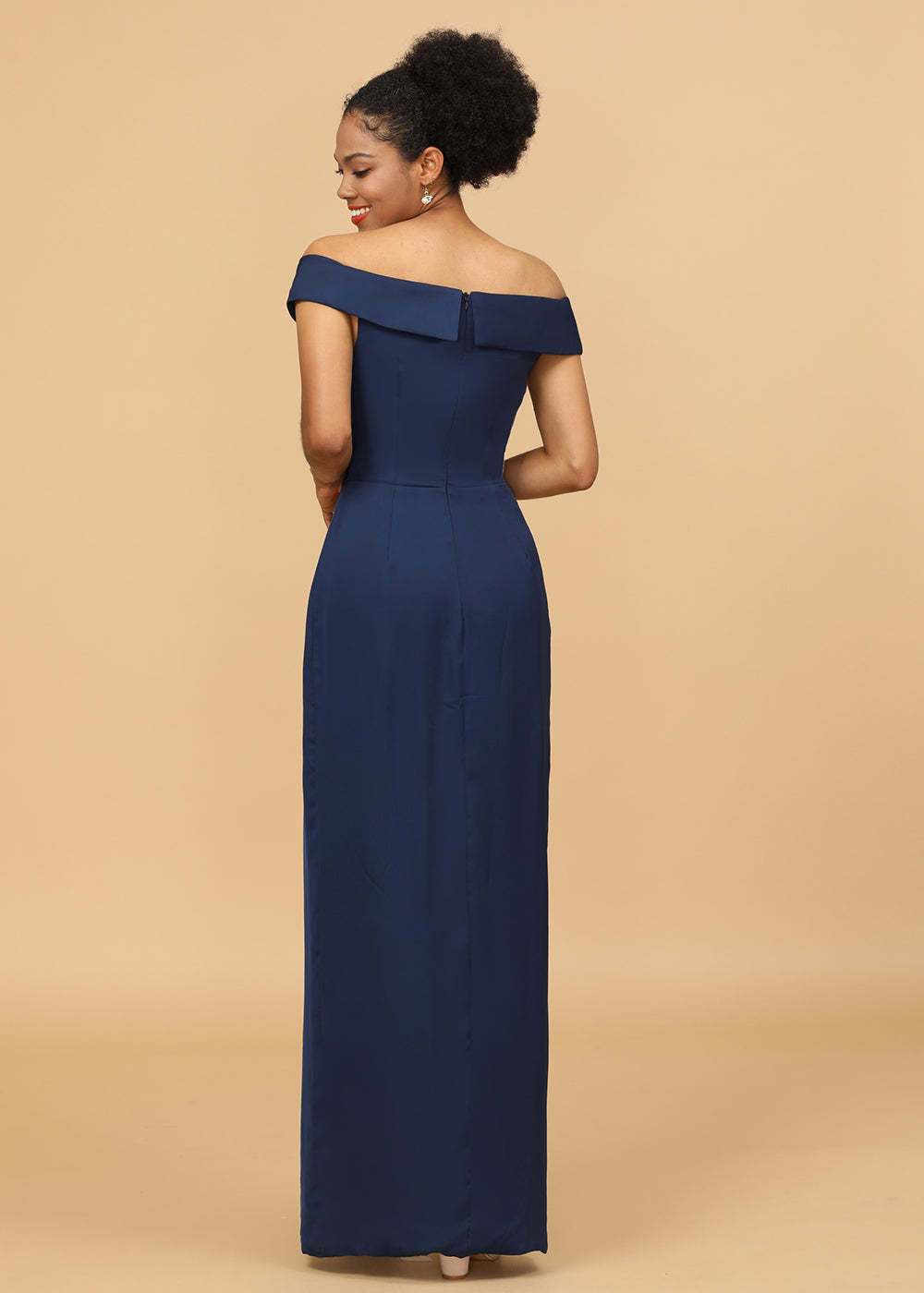 Sheath Tulip Off the Shoulder Maxi Bridesmaid Dress