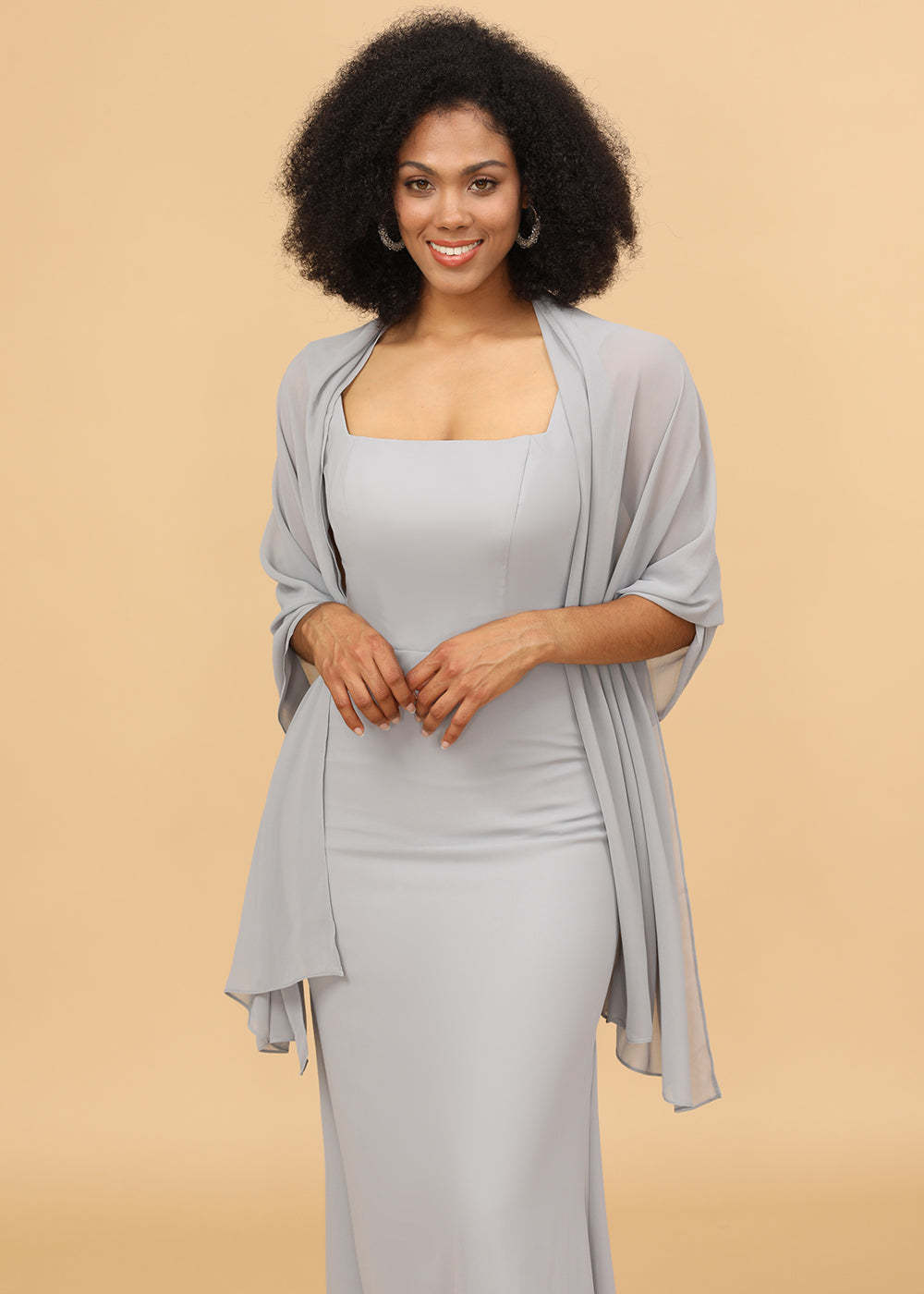 Sheath Square Neck Long Bridesmaid Dress