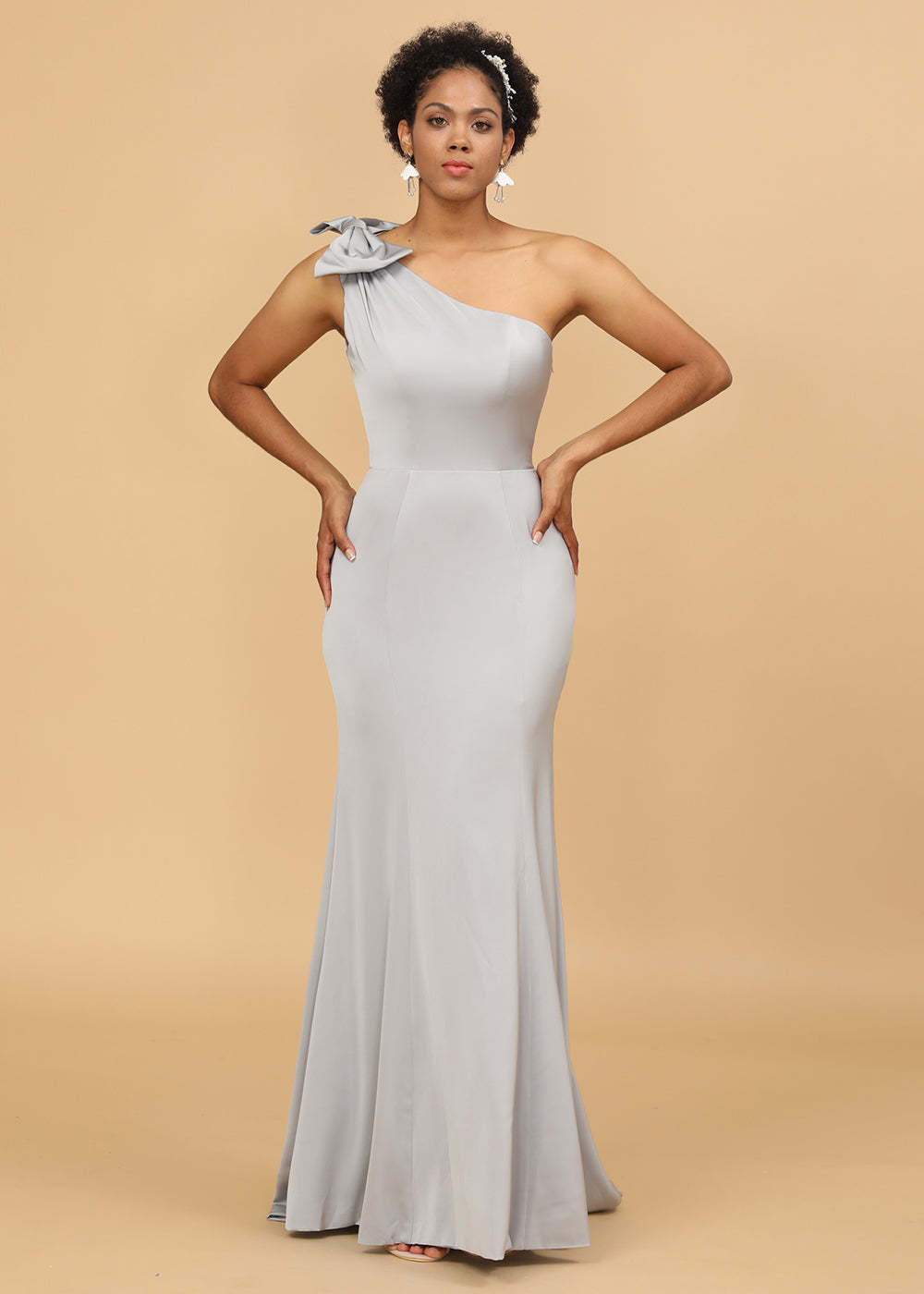 One Shoulder Mermaid Satin Bridesmaid Dress