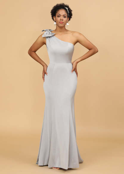 One Shoulder Mermaid Satin Maxi Bridesmaid Dress