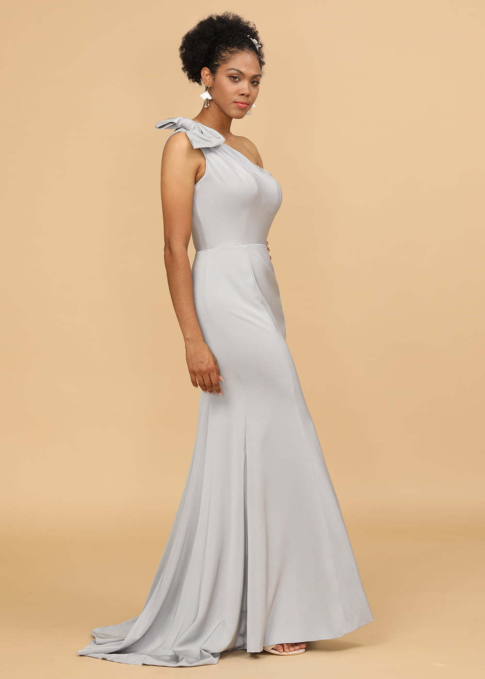 One Shoulder Mermaid Satin Bridesmaid Dress