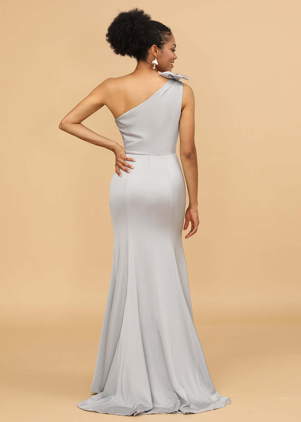 One Shoulder Mermaid Satin Bridesmaid Dress