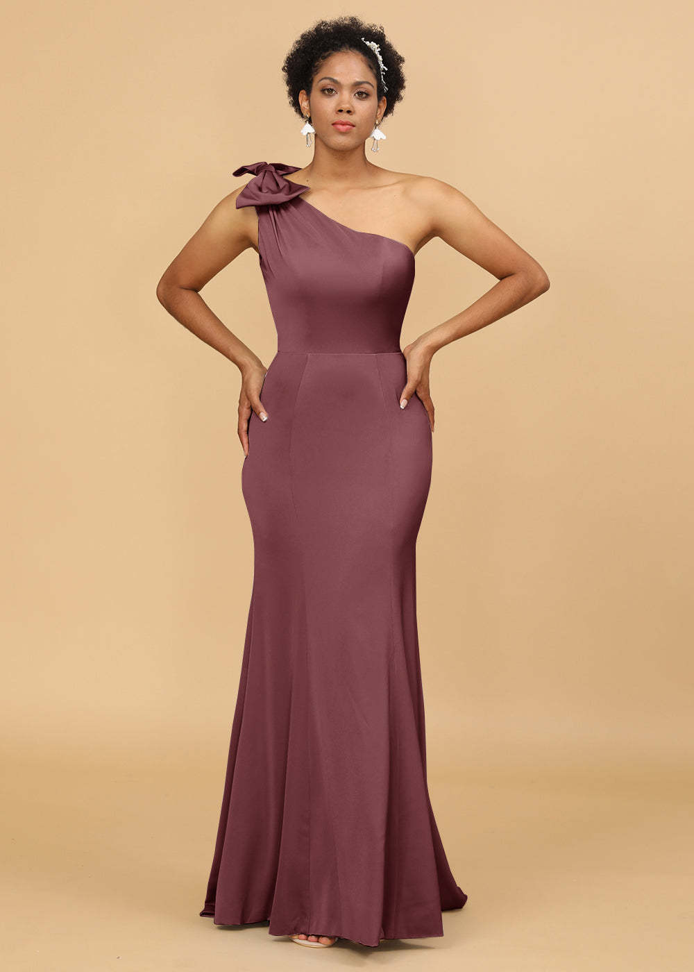 One Shoulder Mermaid Satin Bridesmaid Dress