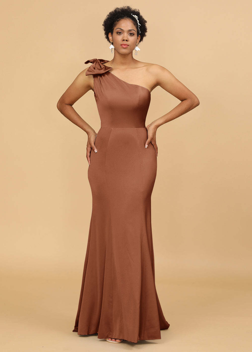 One Shoulder Mermaid Satin Bridesmaid Dress