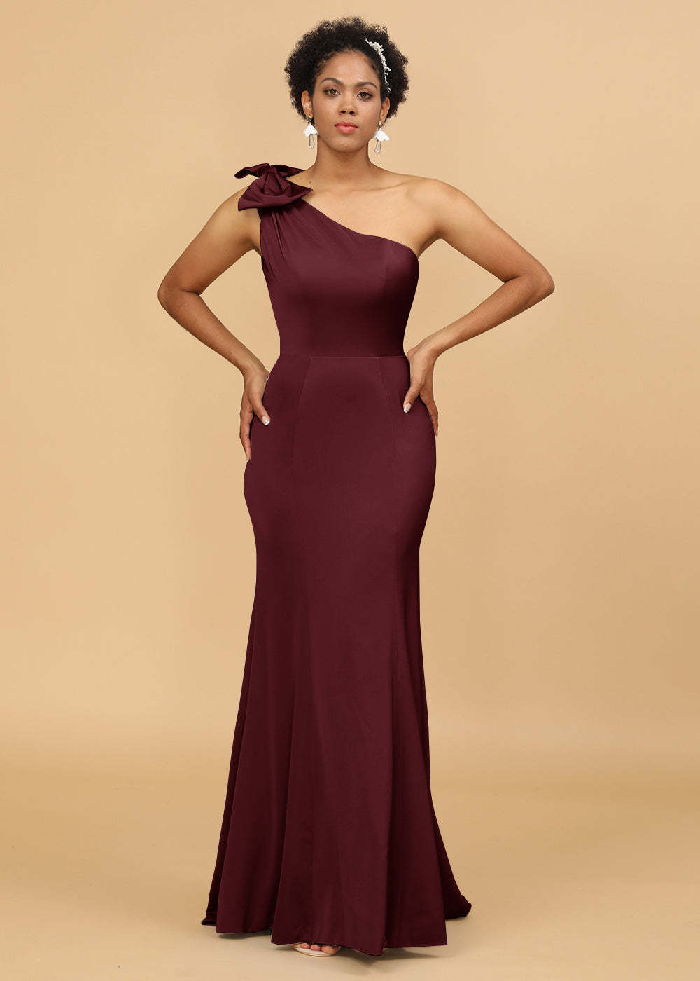 One Shoulder Mermaid Satin Bridesmaid Dress
