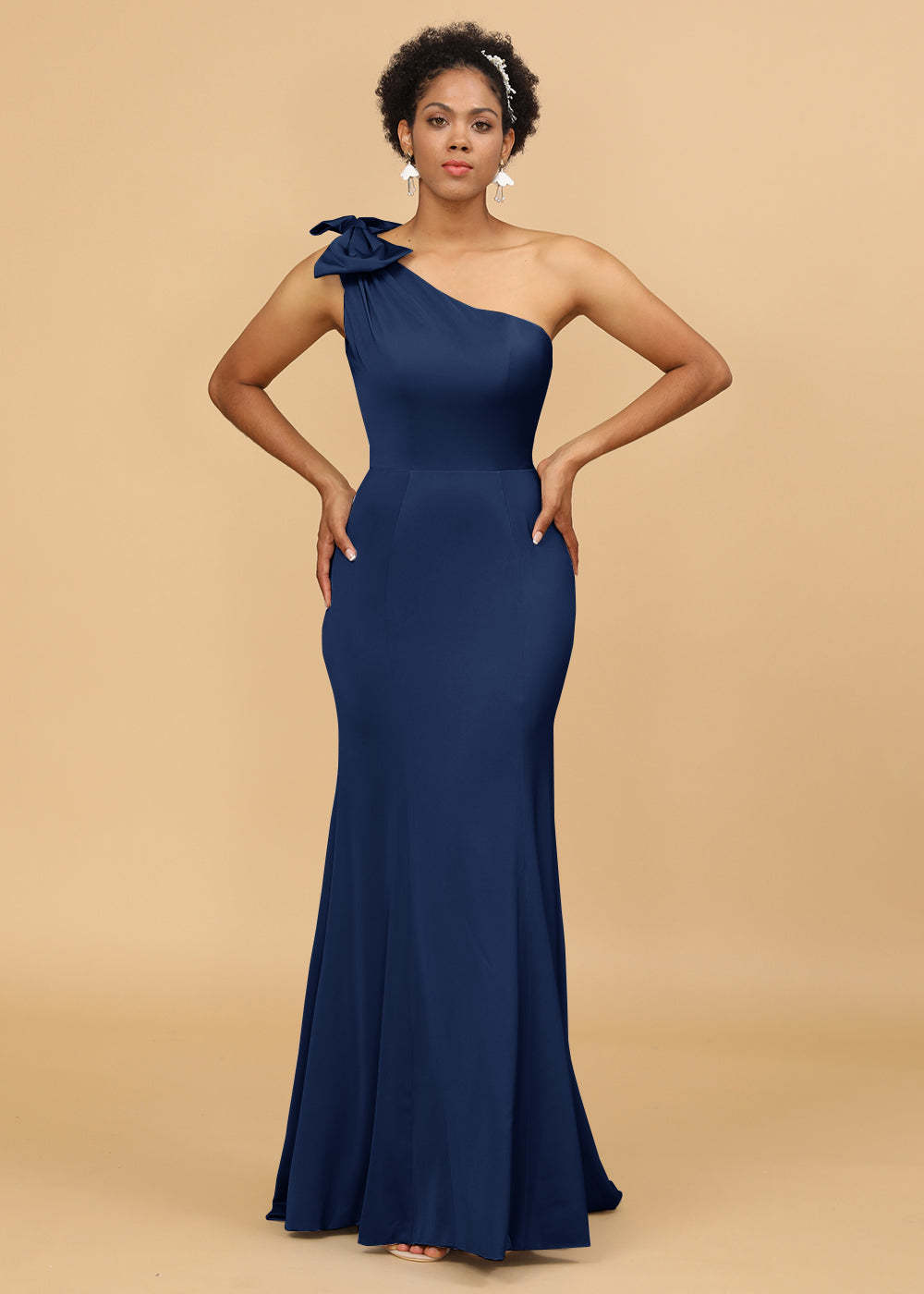 One Shoulder Mermaid Satin Bridesmaid Dress