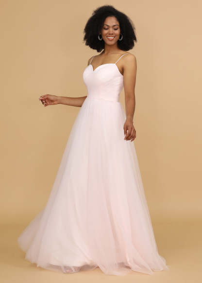 A-line Tulle Spaghetti Strap Bridesmaid Dress