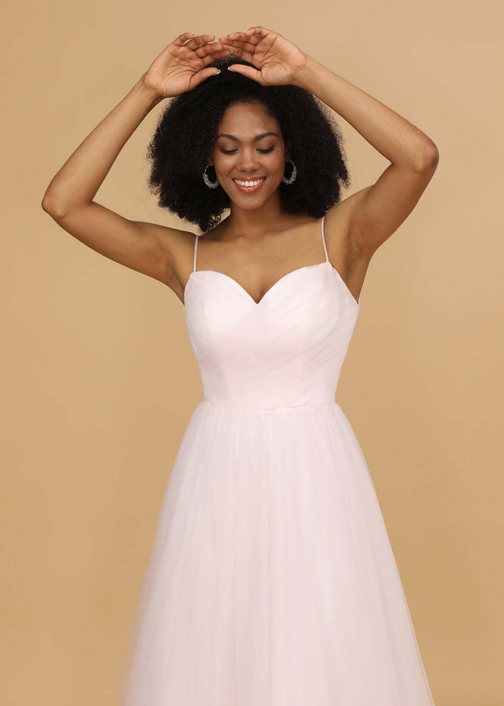 A-line Tulle Spaghetti Strap Bridesmaid Dress