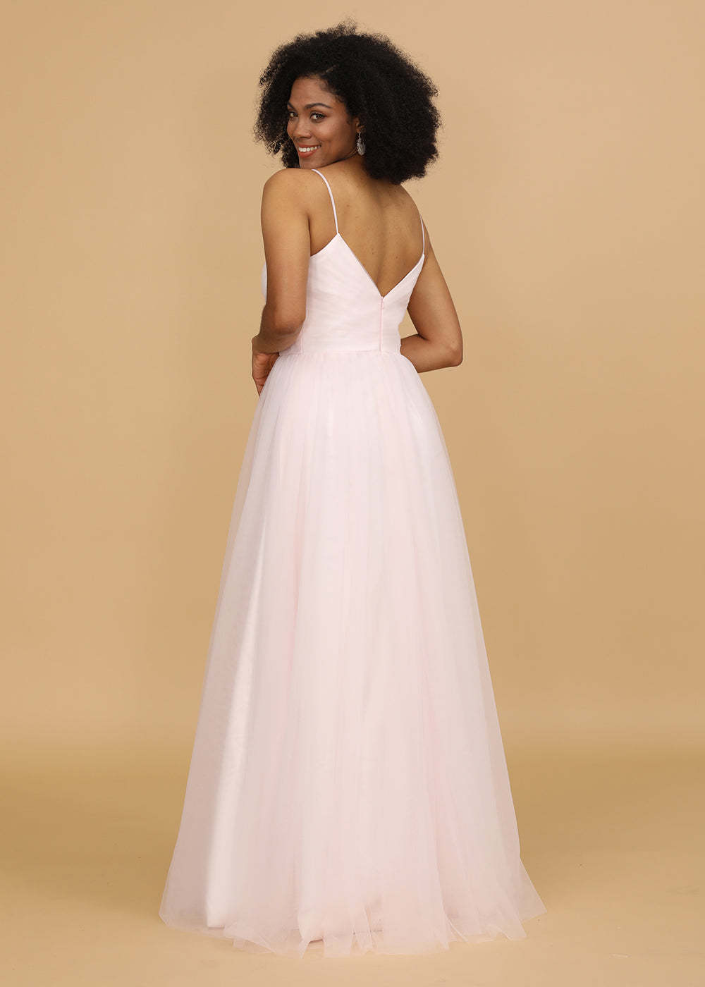 A-line Tulle Spaghetti Strap Bridesmaid Dress