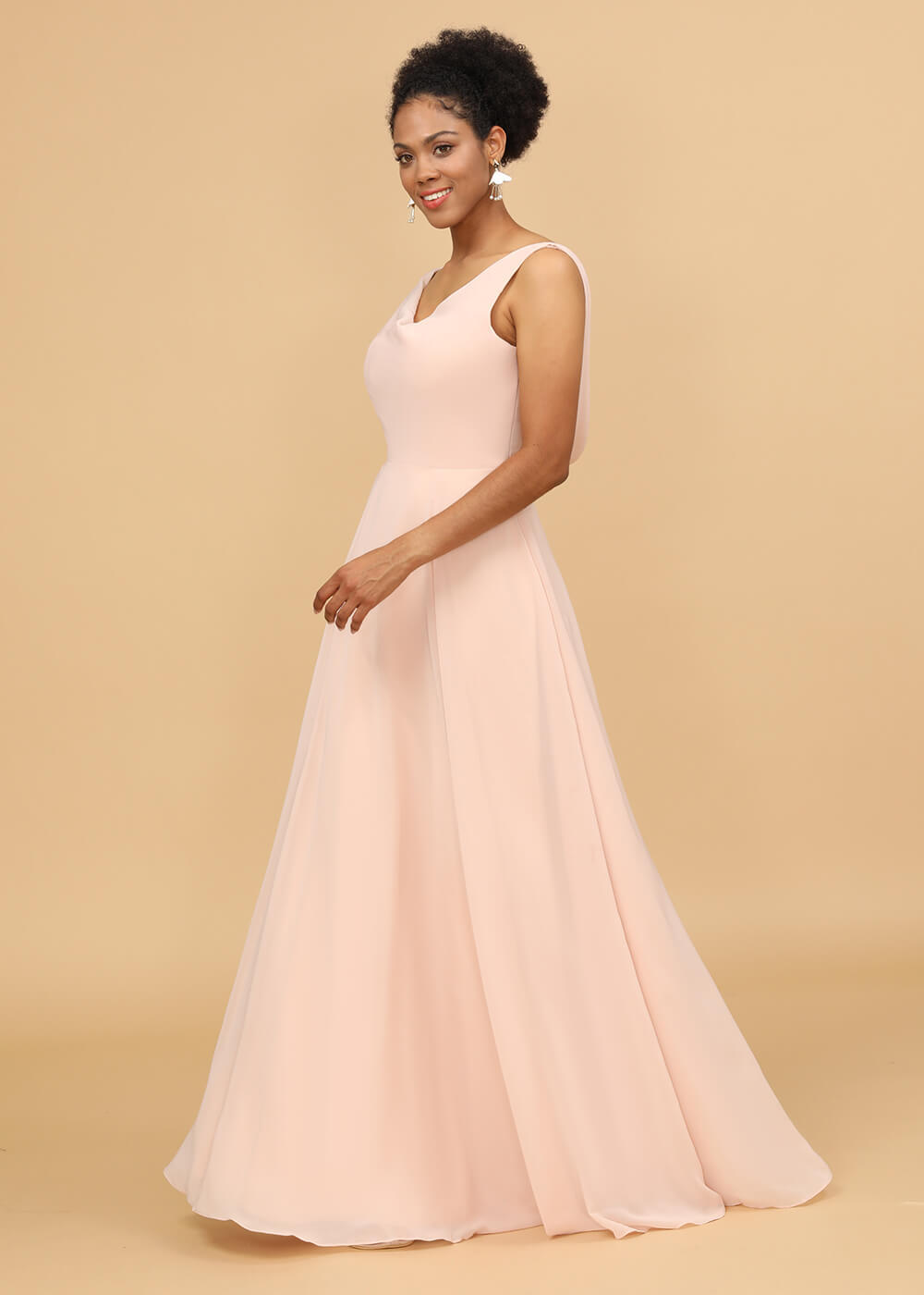 Cowl Back A-line Maxi Bridesmaid Dress
