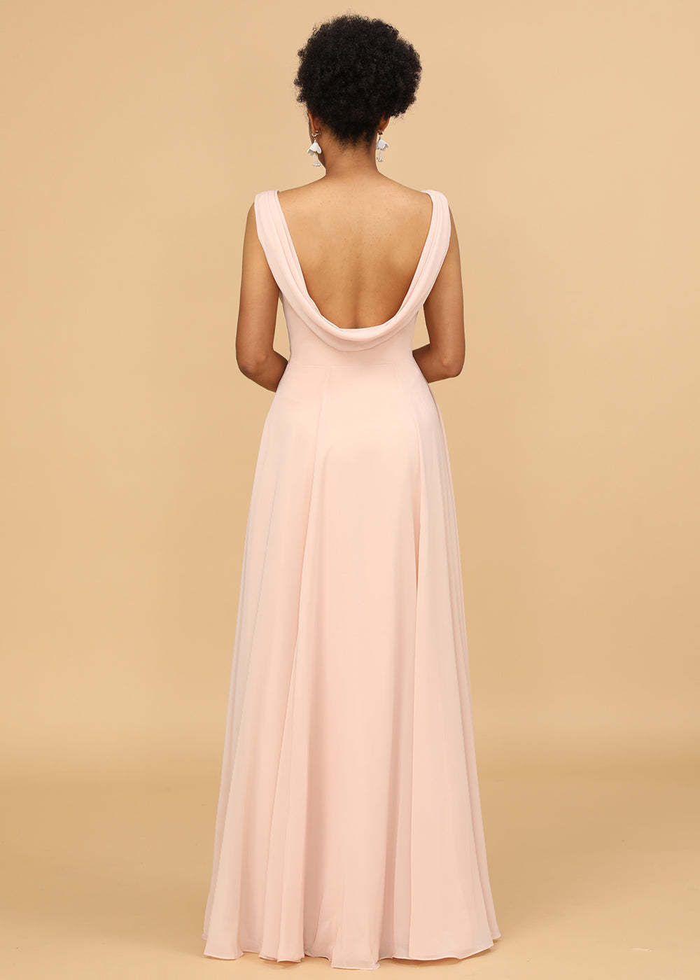 Cowl Back A-line Maxi Bridesmaid Dress