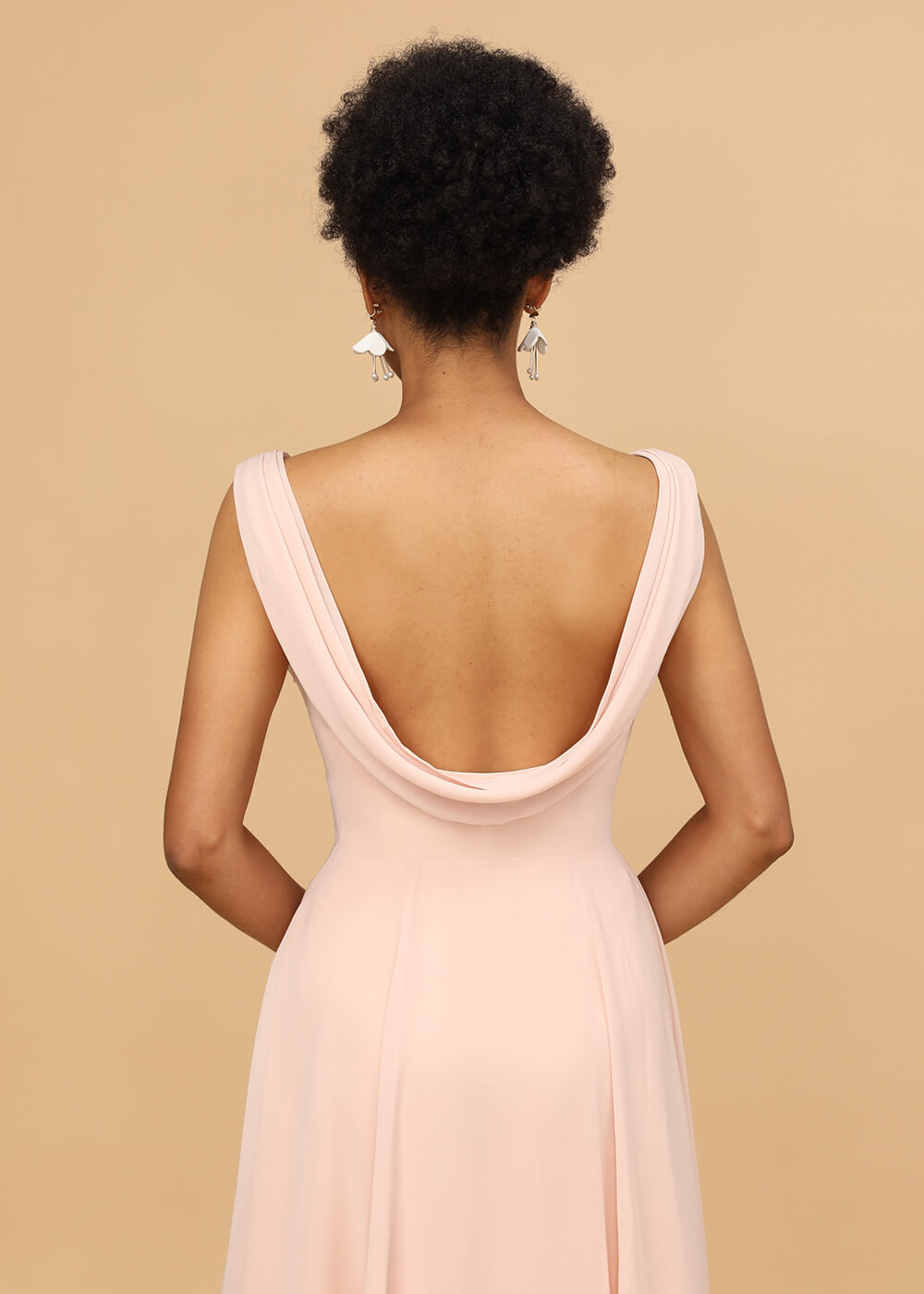 Cowl Back A-line Maxi Bridesmaid Dress