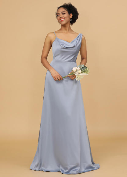 Cowl Neck A-line Satin Bridesmaid Dress