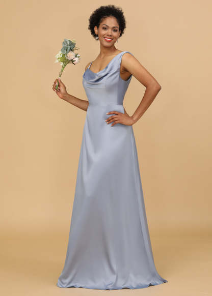 Cowl Neck A-line Satin Bridesmaid Dress
