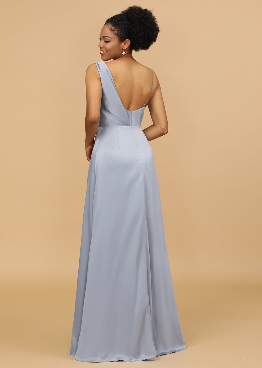 Cowl Neck A-line Satin Bridesmaid Dress