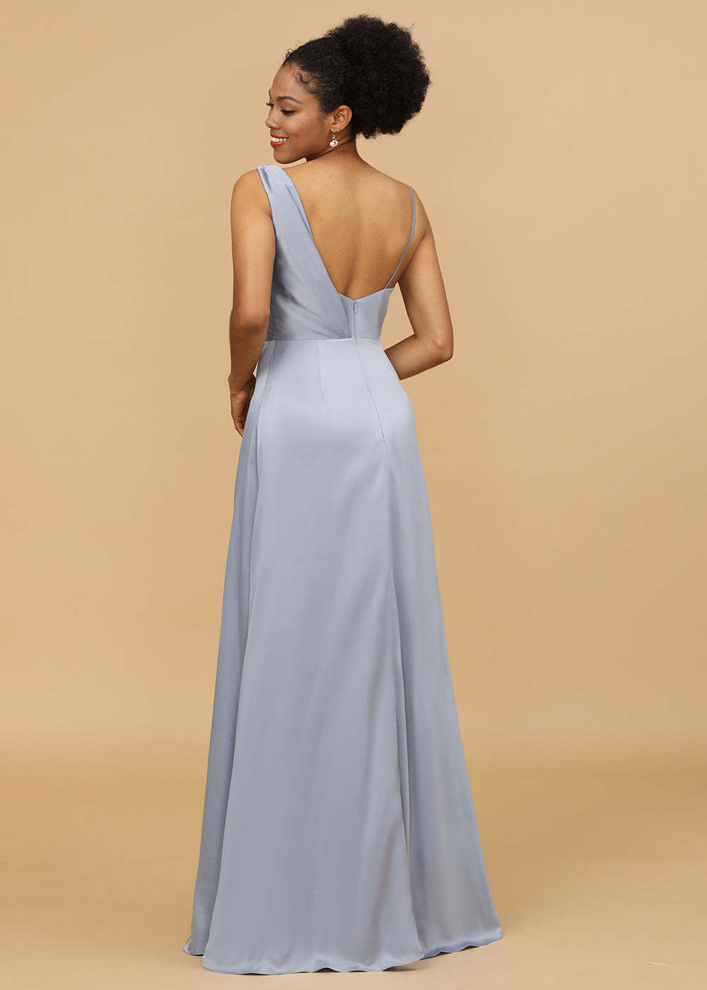 Cowl Neck A-line Satin Bridesmaid Dress