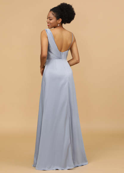 Cowl Neck A-line Satin Bridesmaid Dress
