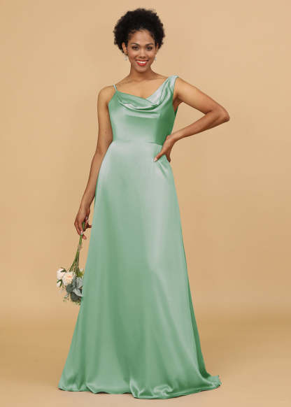 Cowl Neck A-line Satin Bridesmaid Dress