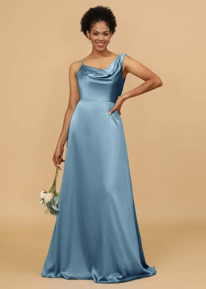 Cowl Neck A-line Satin Bridesmaid Dress