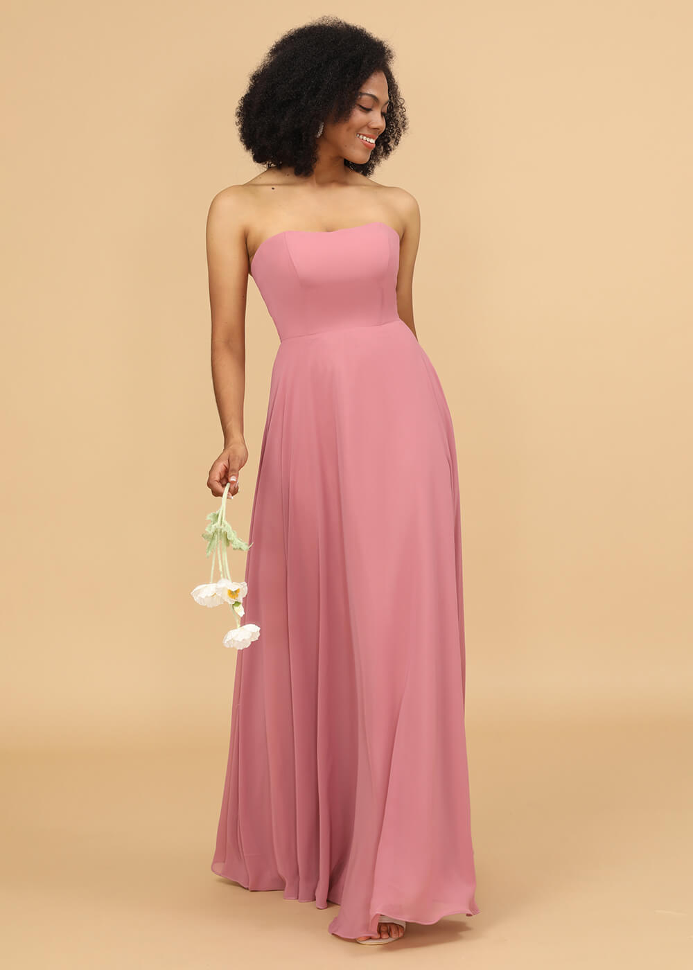 Strapless A-line Chiffon Bridesmaid Dress