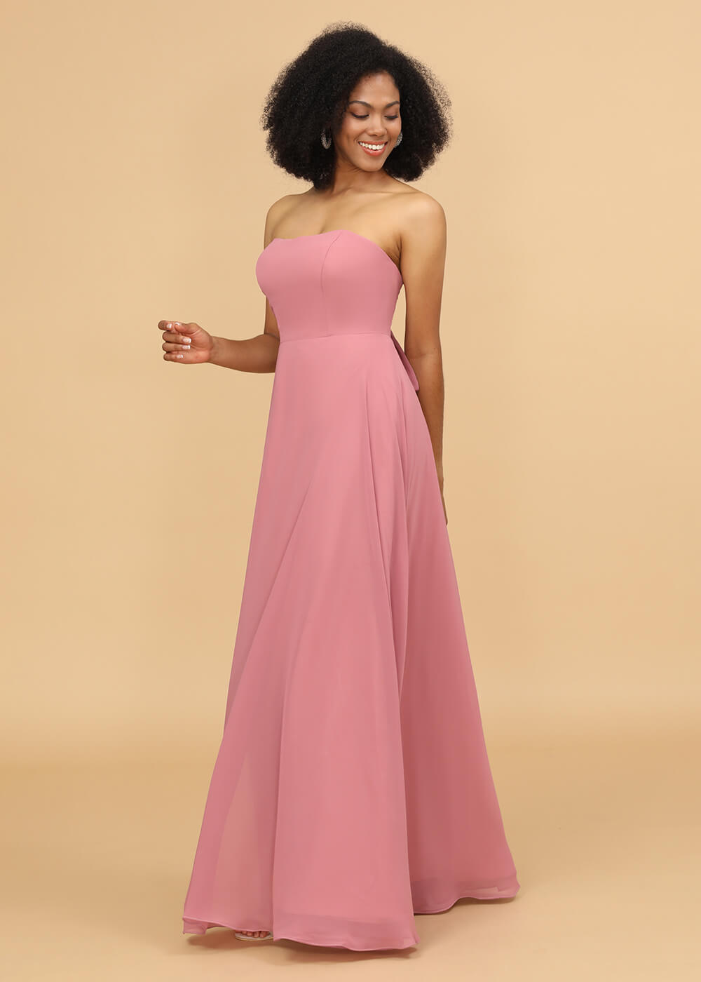Strapless A-line Chiffon Bridesmaid Dress