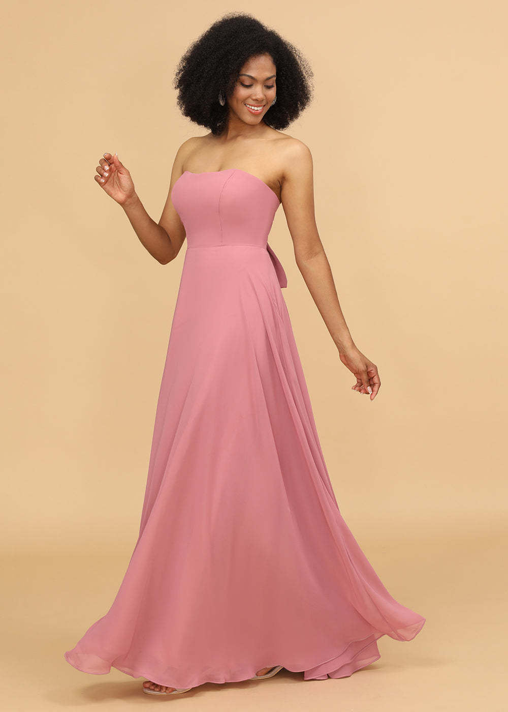 Strapless A-line Chiffon Bridesmaid Dress