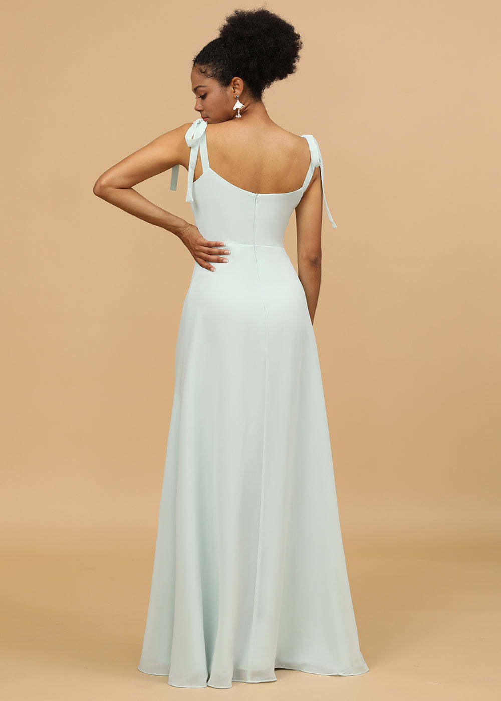 Sheath Spaghetti Strap Bridesmaid Dress with Slit