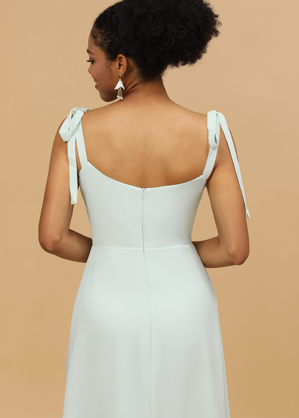 Sheath Spaghetti Strap Bridesmaid Dress with Slit