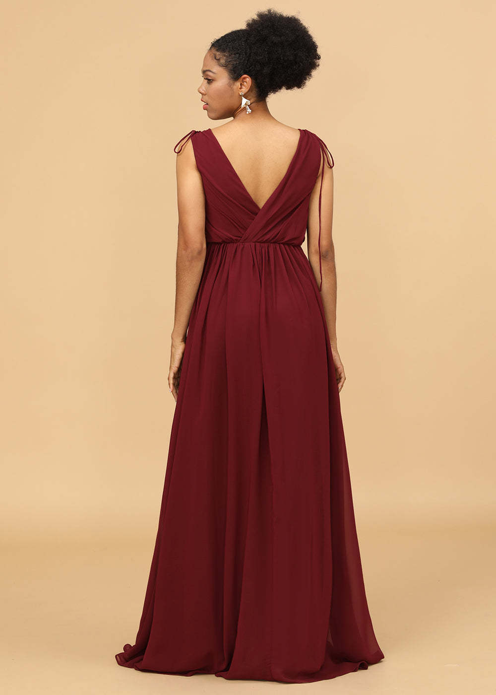 Long A-line V-neck Bridesmaid Dress with Slit