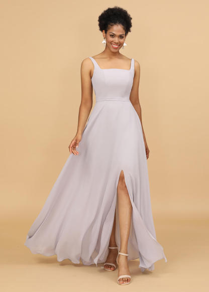 Square Neck A-line Chiffon Bridesmaid Dress
