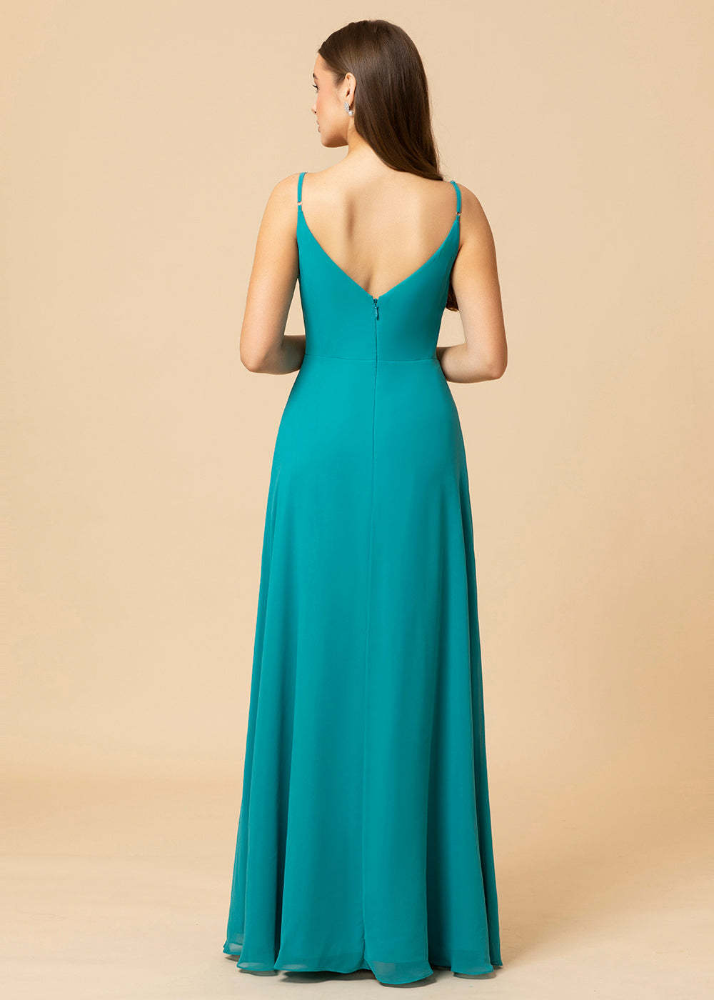 Cowl Neck Strap Chiffon Maxi Bridesmaid Dress