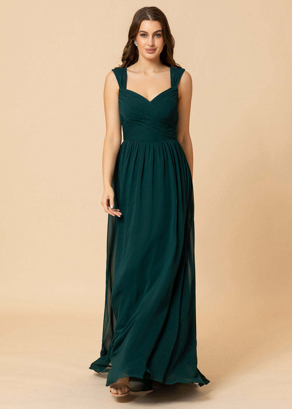 Sweetheart Neck and Back Chiffon Floor Length Bridesmaid Dress