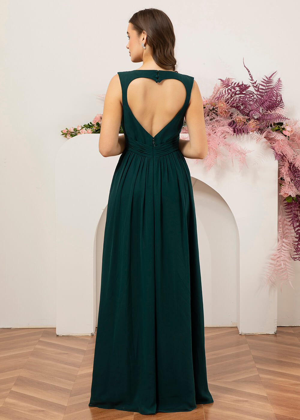 Sweetheart Neck and Back Chiffon Floor Length Bridesmaid Dress