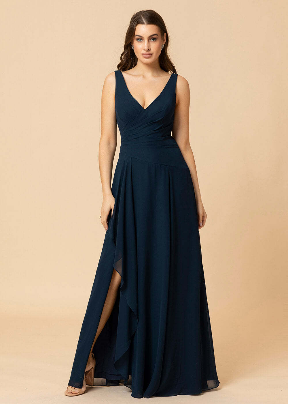 V-neck A-line V-back Chiffon Bridesmaid Dress