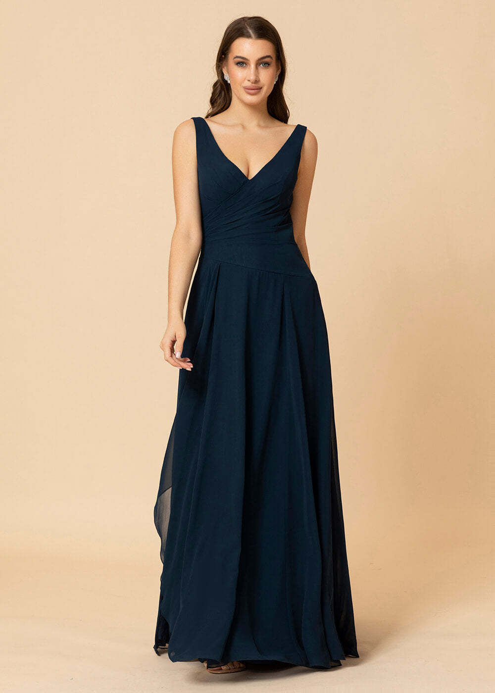 V-neck A-line V-back Chiffon Bridesmaid Dress