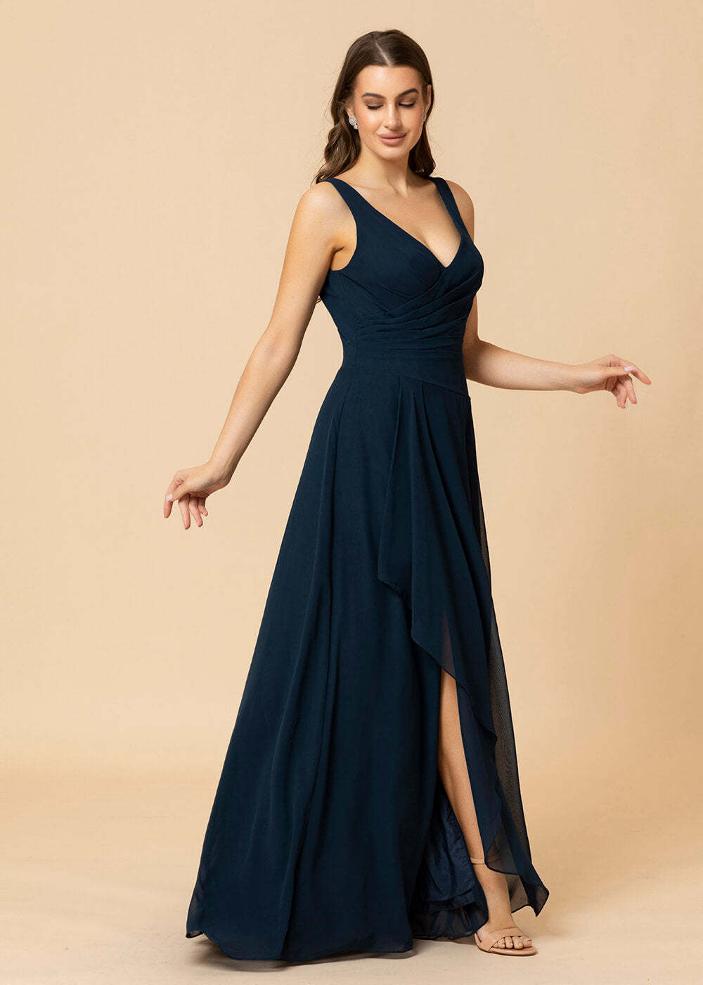 V-neck A-line V-back Chiffon Bridesmaid Dress