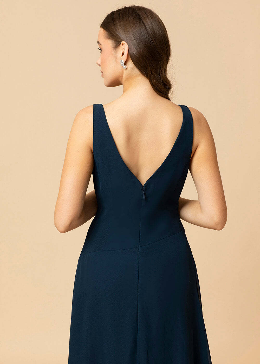 V-neck A-line V-back Chiffon Bridesmaid Dress