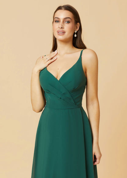 A-line V-neck Open Back Maxi Chiffon Bridesmaid Dress