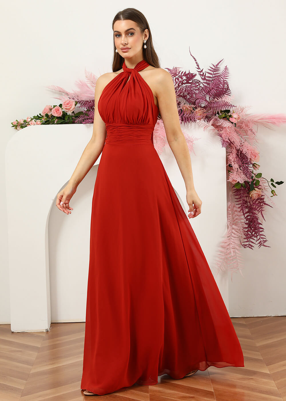 Multiway Floor Length Chiffon A-line Bridesmaid Dress