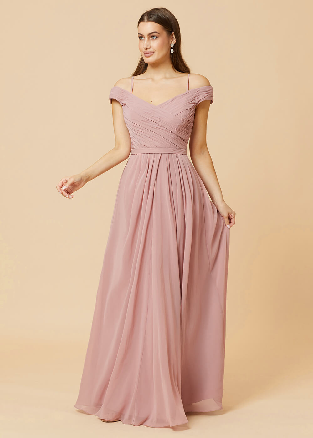 Off the Shoulder A-line Chiffon Bridesmaid Dress