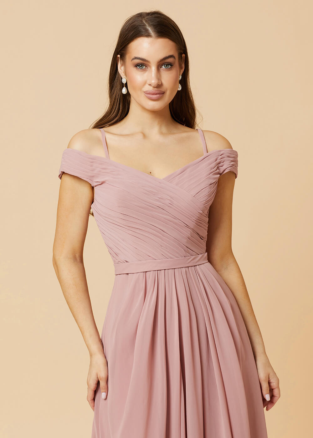Off the Shoulder A-line Chiffon Bridesmaid Dress