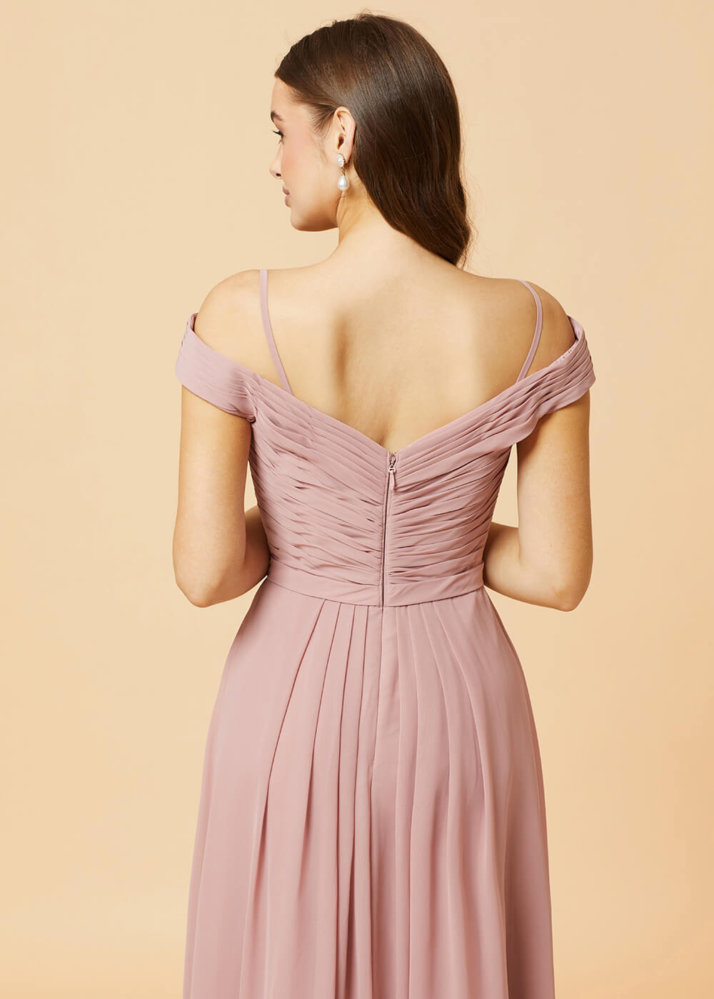Off the Shoulder A-line Chiffon Bridesmaid Dress