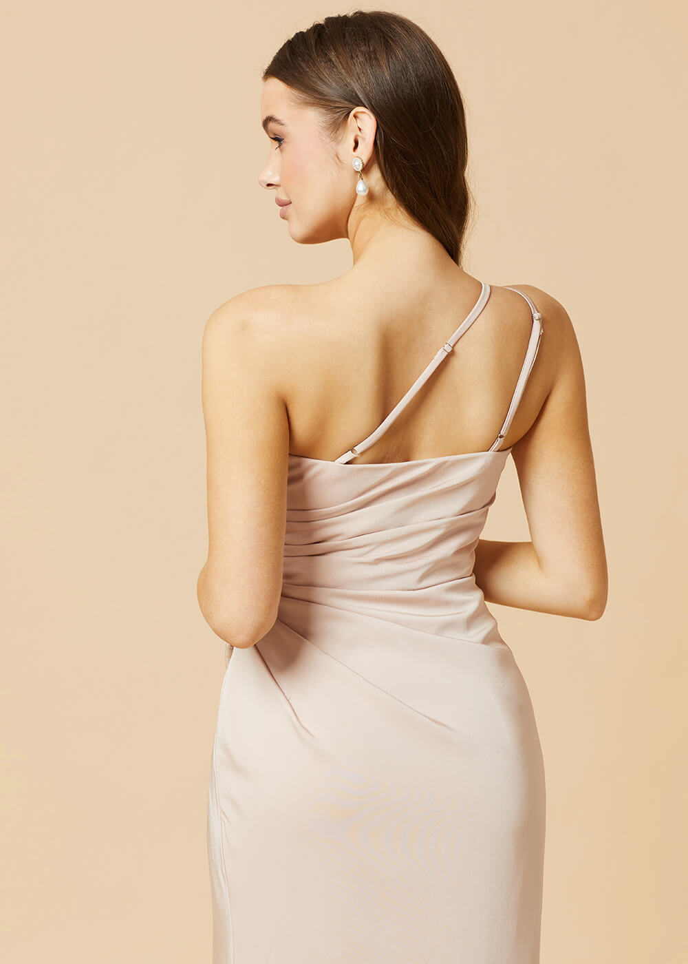 One Shoulder Satin Sheath Bridesmaid Dress
