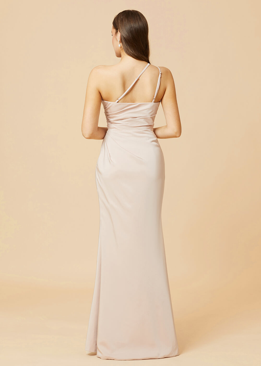 One Shoulder Satin Sheath Bridesmaid Dress