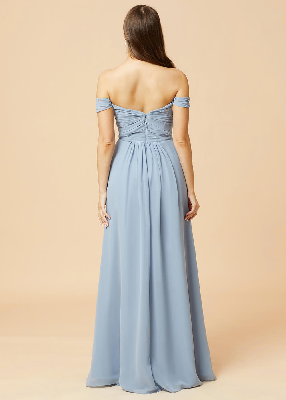 Off the Shoulder Pleated Chiffon A-line Bridesmaid Dress