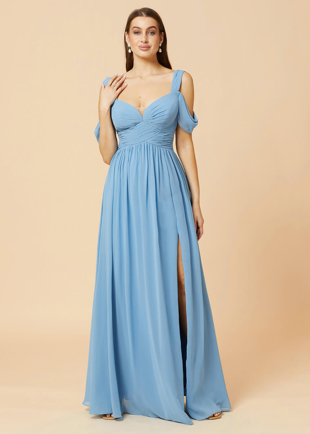 Sweetheart Neck A-line Pleated Chiffon Bridesmaid Dress