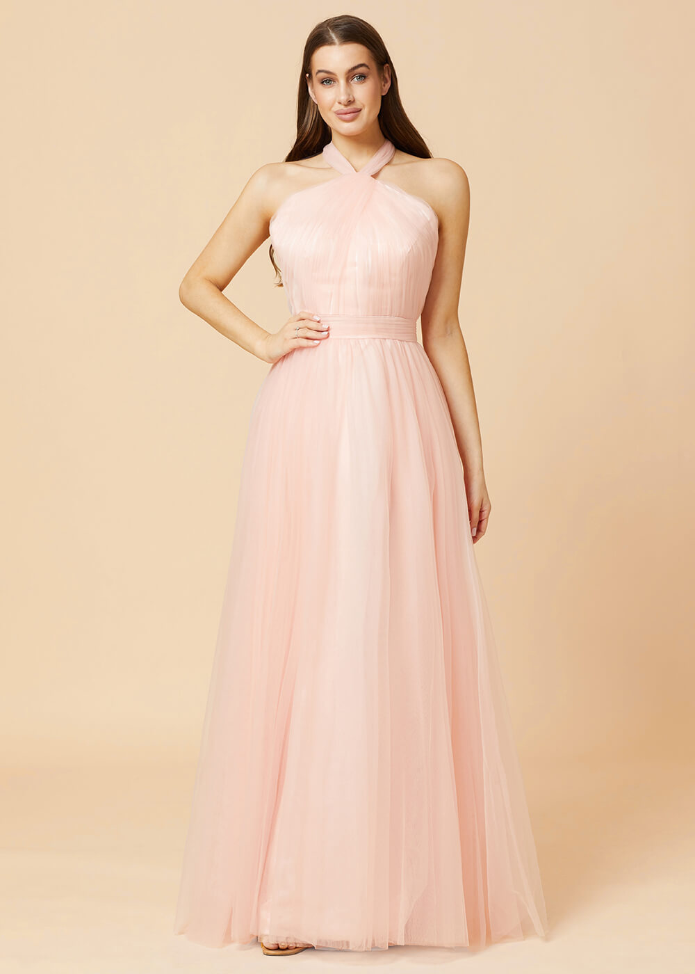 Halter Neck A-line Tulle Bridesmaid Dress