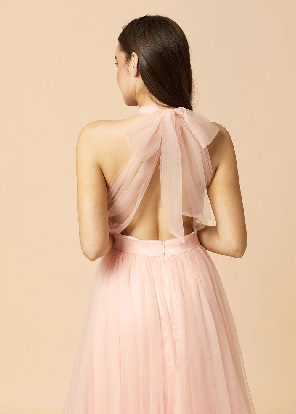 Halter Neck A-line Tulle Bridesmaid Dress