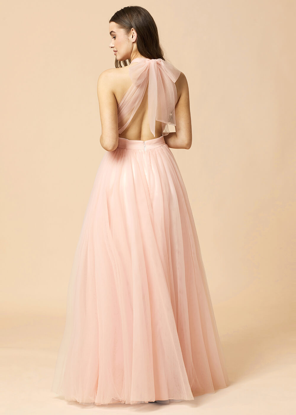 Halter Neck A-line Tulle Bridesmaid Dress