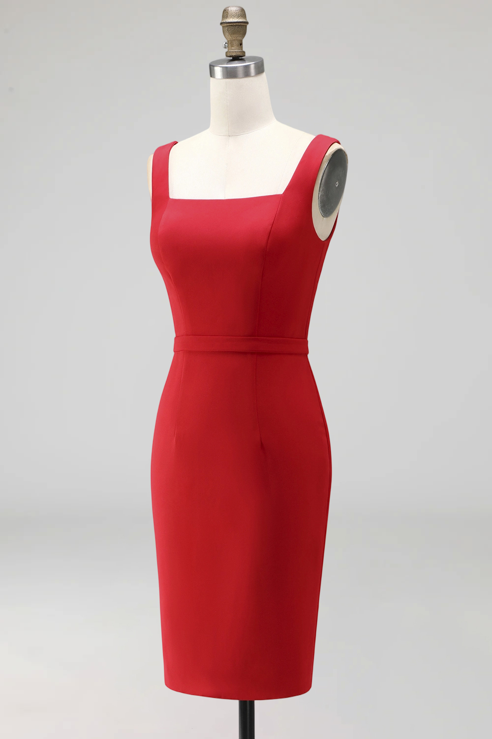Navy Bodycon Square Neck Sleeveless Midi Work Dress